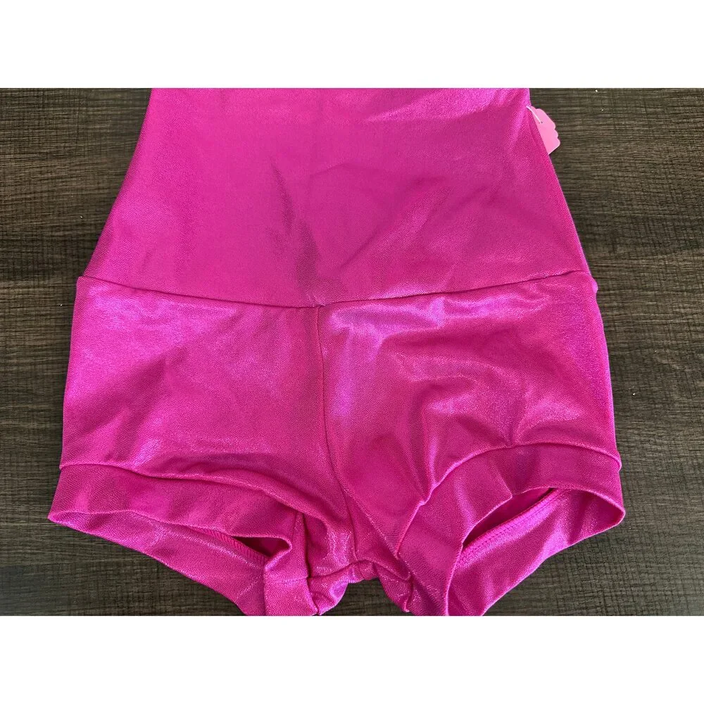 Pre-Owned Dance Shorts Weissman ML7009 Hot Pink Medium Child High Waist Metallic